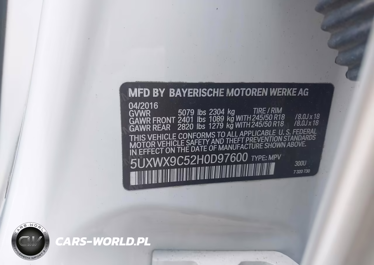 2017 BMW X3 xDrive28I VIN:5UXWX9C52H0D97600 - 9
