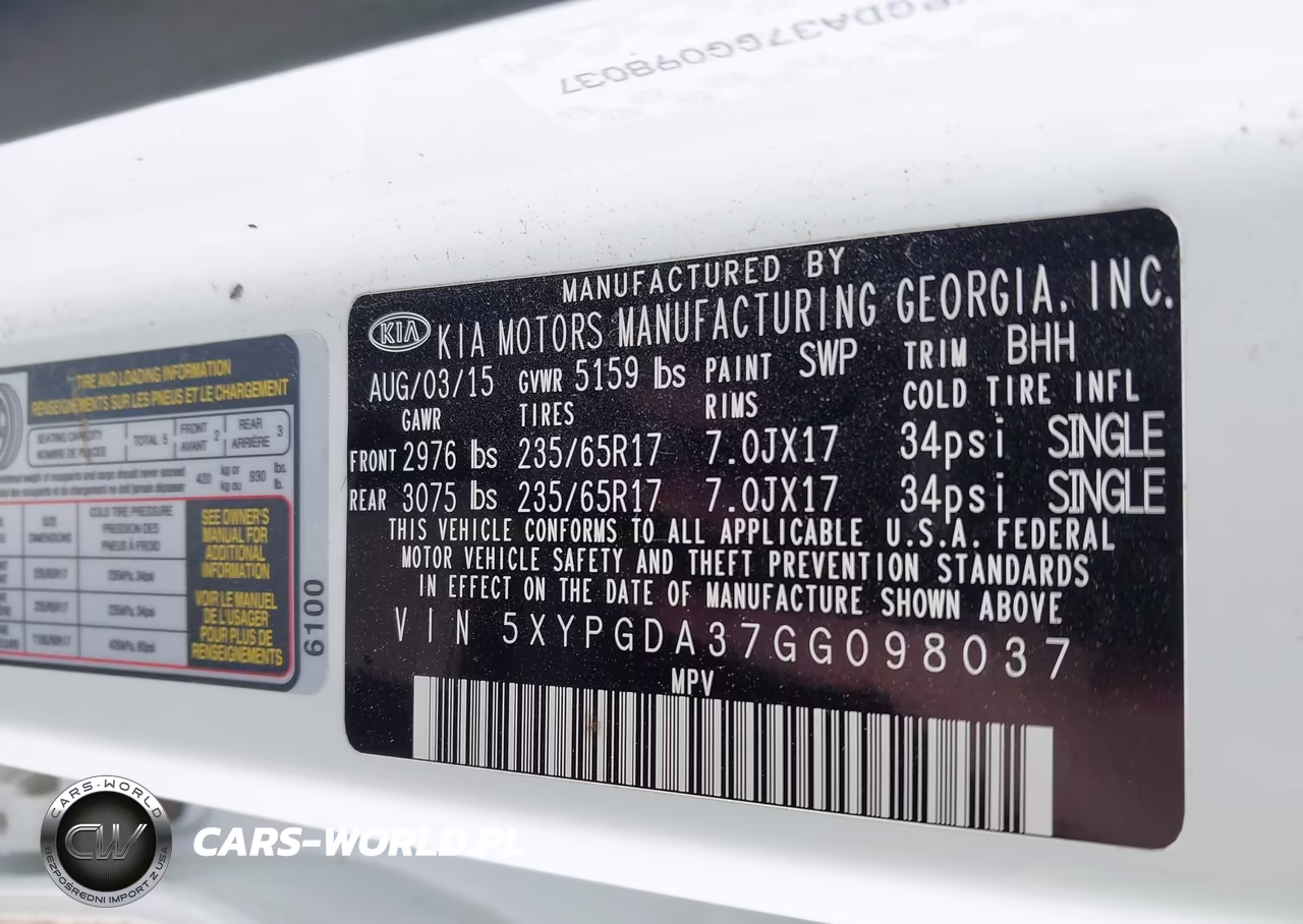 2016 Kia Sorento 2.4L Lx VIN:5XYPGDA37GG098037 - 9