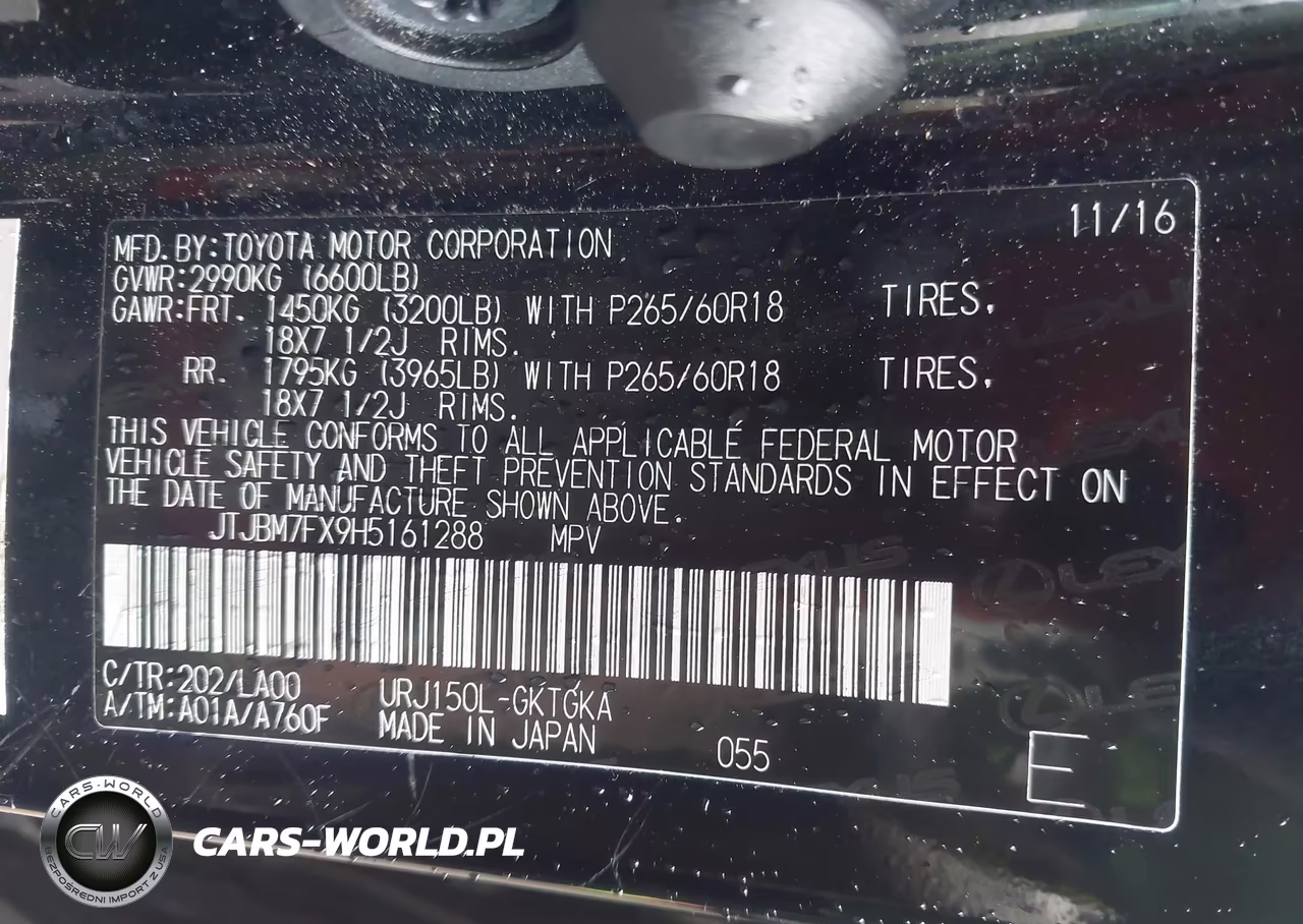 2017 Lexus Gx 460 VIN:JTJBM7FX9H5161288 - 9