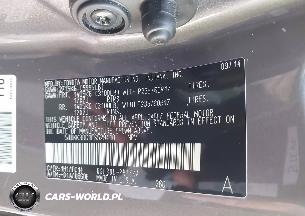 2015 Toyota Sienna Le 8 Passenger VIN:5TDKK3DC1FS529410 - 9