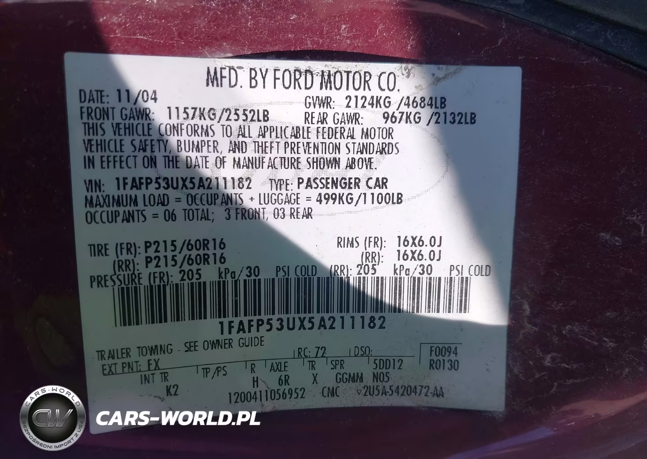 2005 Ford Taurus Se VIN:1FAFP53UX5A211182 - 9