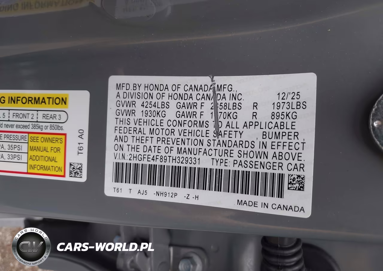 2026 Honda Civic Hybrid Sport-Sport Touring VIN:2HGFE4F89TH329331 - 9