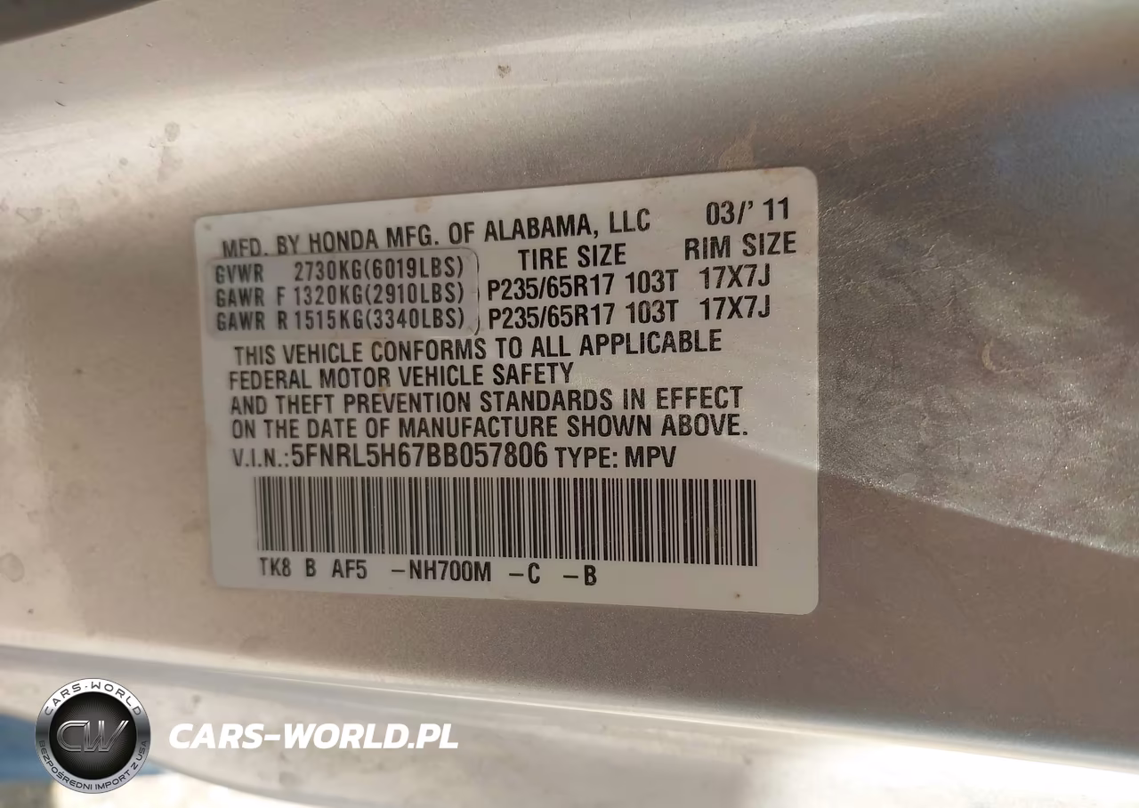 2011 Honda Odyssey Ex-L VIN:5FNRL5H67BB057806 - 9