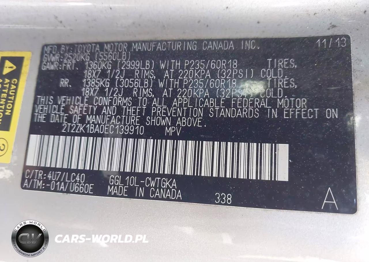 2014 Lexus Rx 350 VIN:2T2ZK1BA0EC139910 - 9