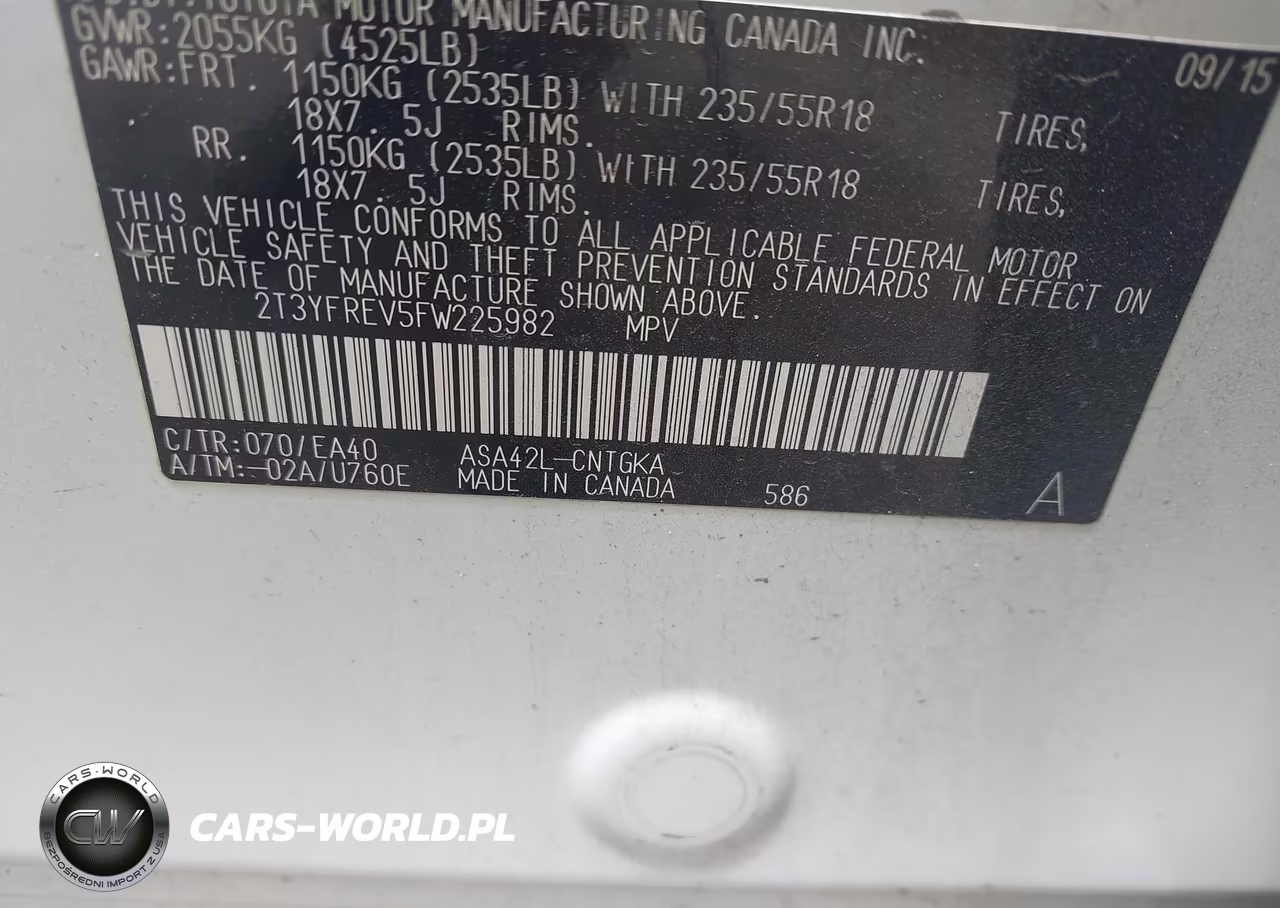 2015 Toyota Rav4 Limited VIN:2T3YFREV5FW225982 - 9