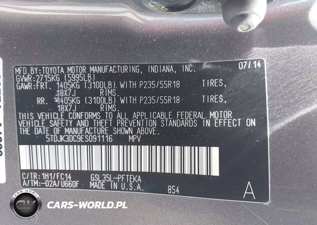 2014 Toyota Sienna Le 7 Passenger VIN:5TDJK3DC9ES091116 - 9