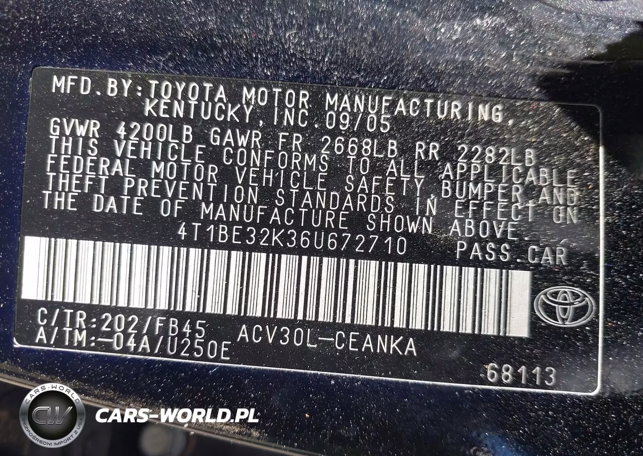 2006 Toyota Camry Le VIN:4T1BE32K36U672710 - 9