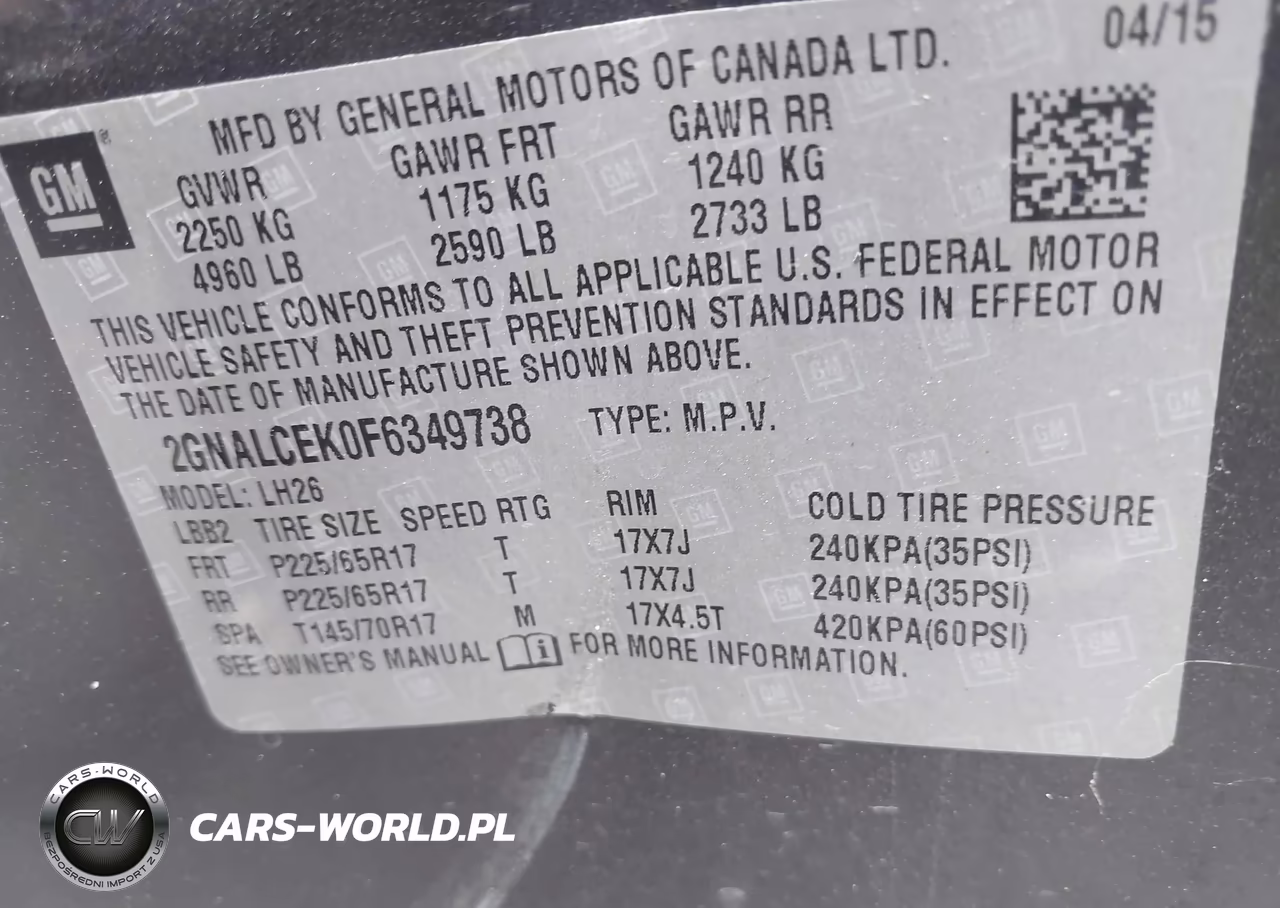 2015 Chevrolet Equinox 2Lt VIN:2GNALCEK0F6349738 - 9