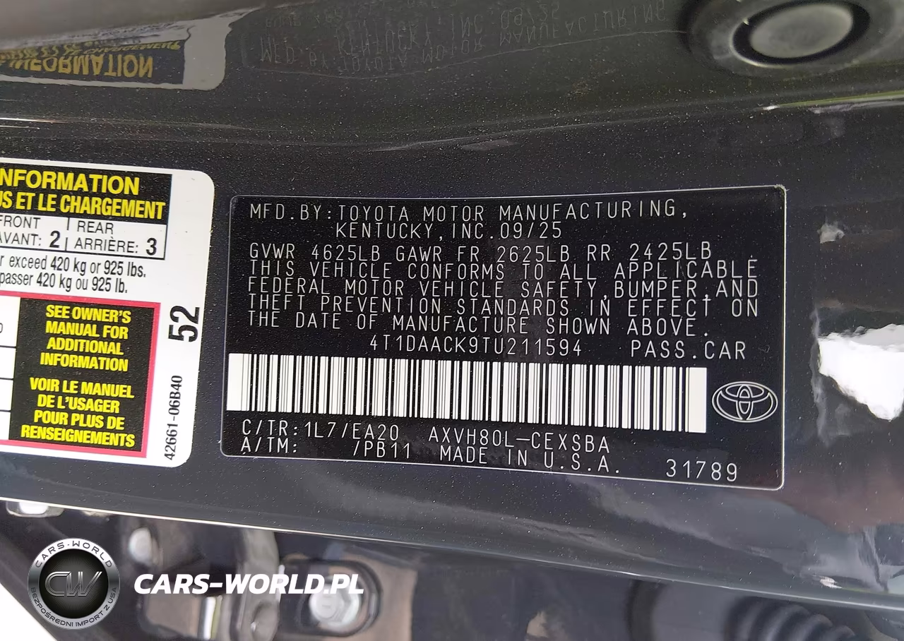 2026 Toyota Camry Se VIN:4T1DAACK9TU211594 - 9