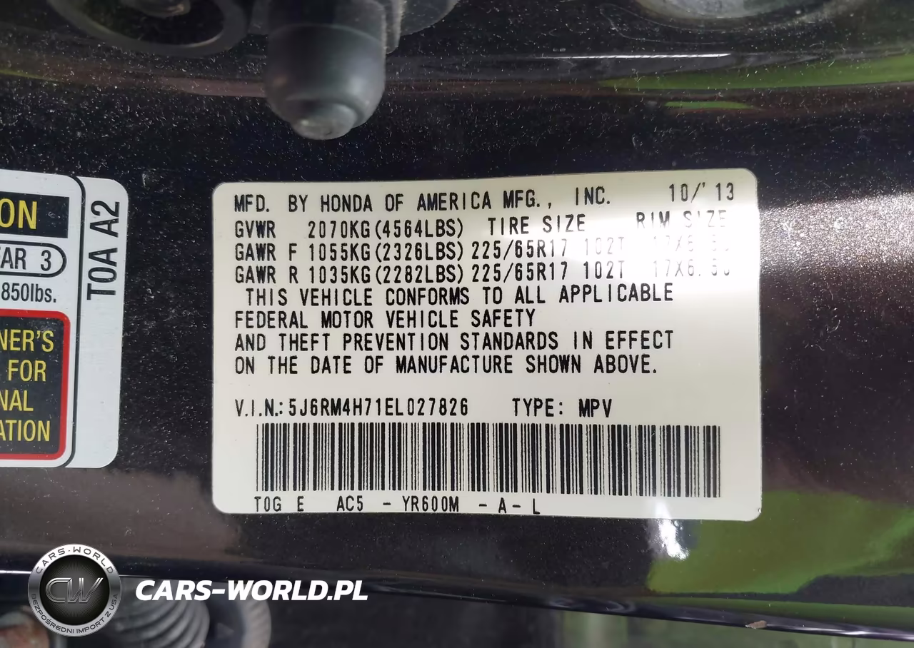 2014 Honda Cr-V Ex-L VIN:5J6RM4H71EL027826 - 9