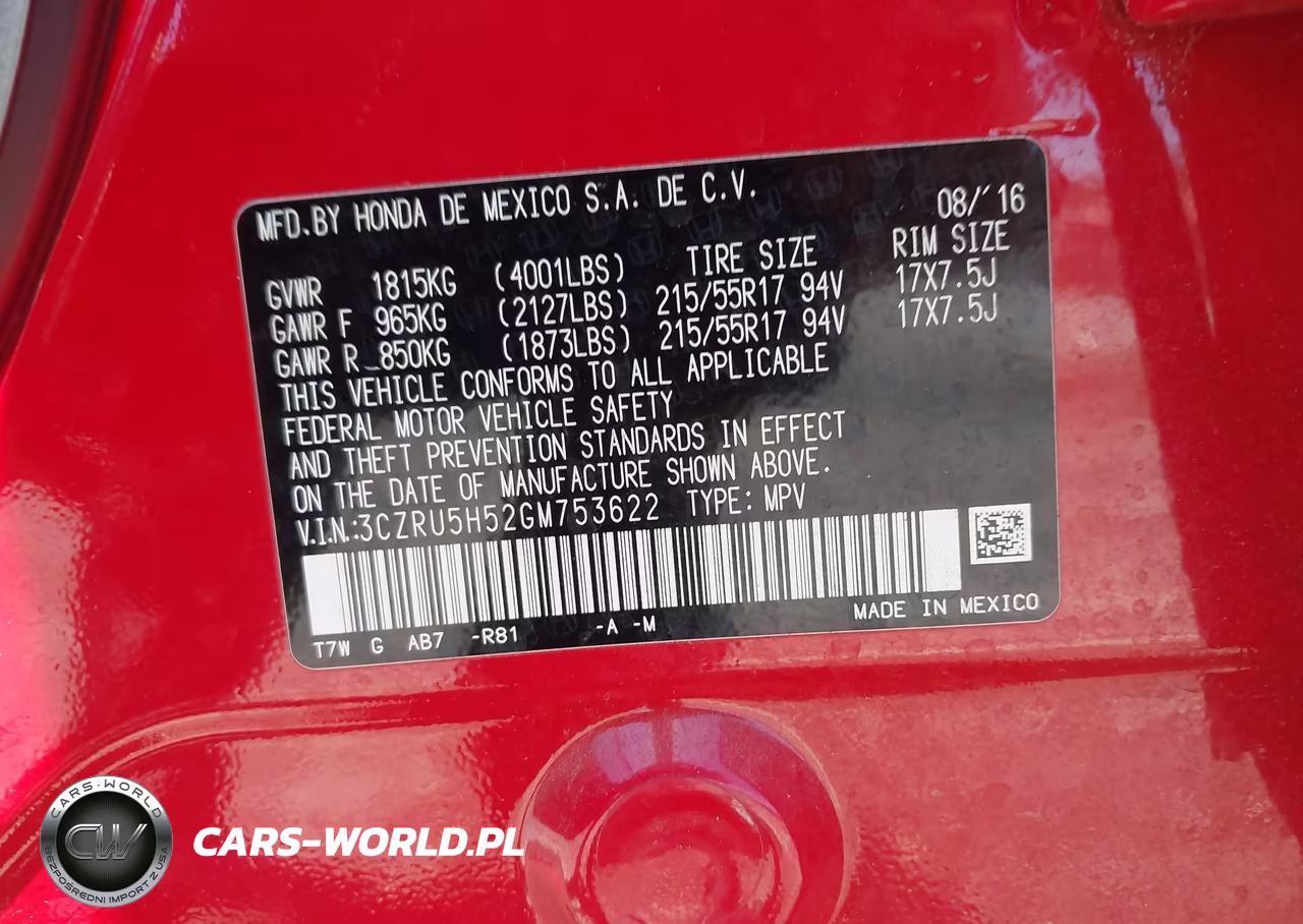2016 Honda Hr-V Ex VIN:3CZRU5H52GM753622 - 9