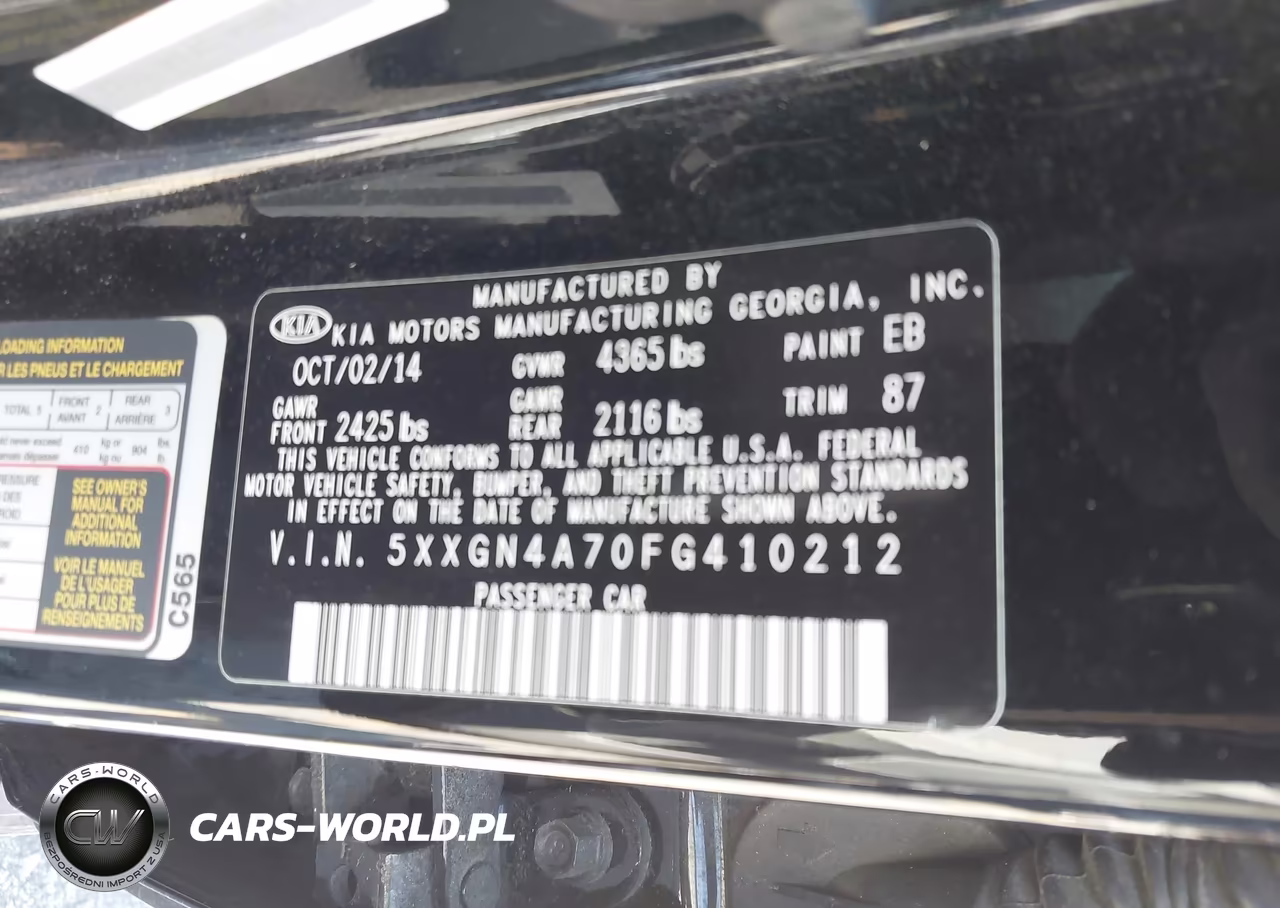 2015 Kia Optima Ex VIN:5XXGN4A70FG410212 - 9