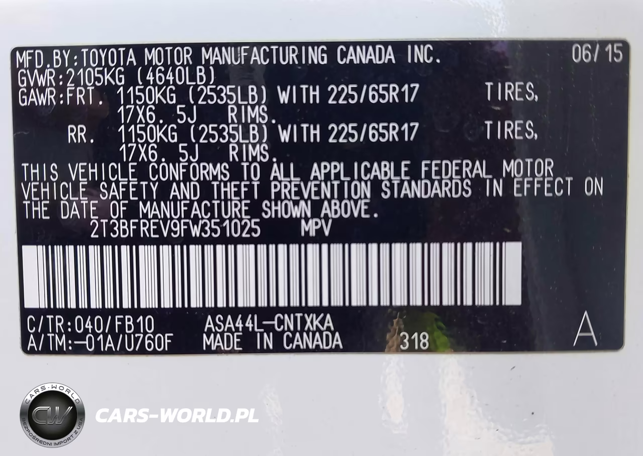 2015 Toyota Rav4 Le VIN:2T3BFREV9FW351025 - 9