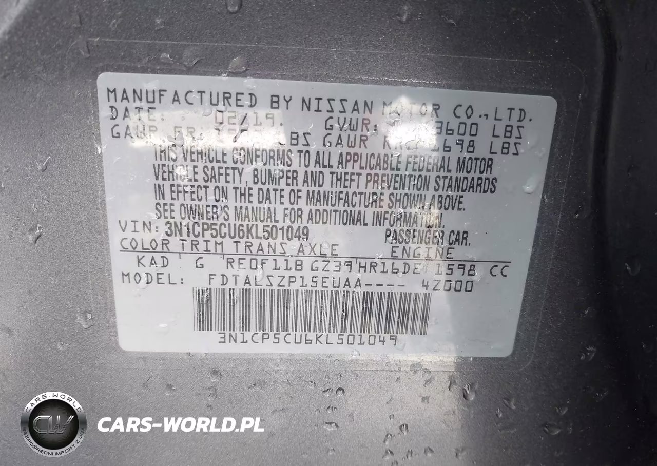 2019 Nissan Kicks Sv VIN:3N1CP5CU6KL501049 - 9
