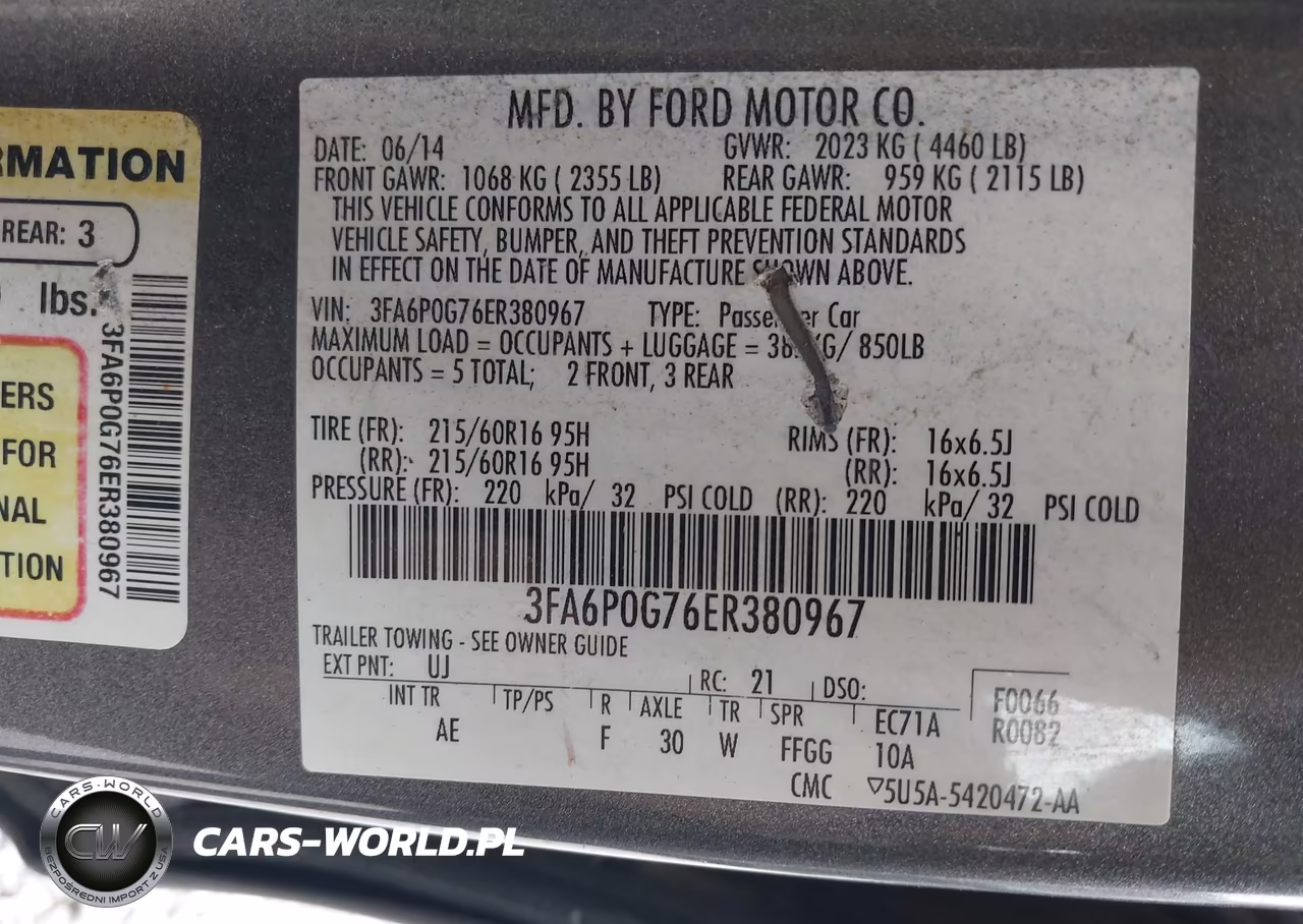 2014 Ford Fusion S VIN:3FA6P0G76ER380967 - 9