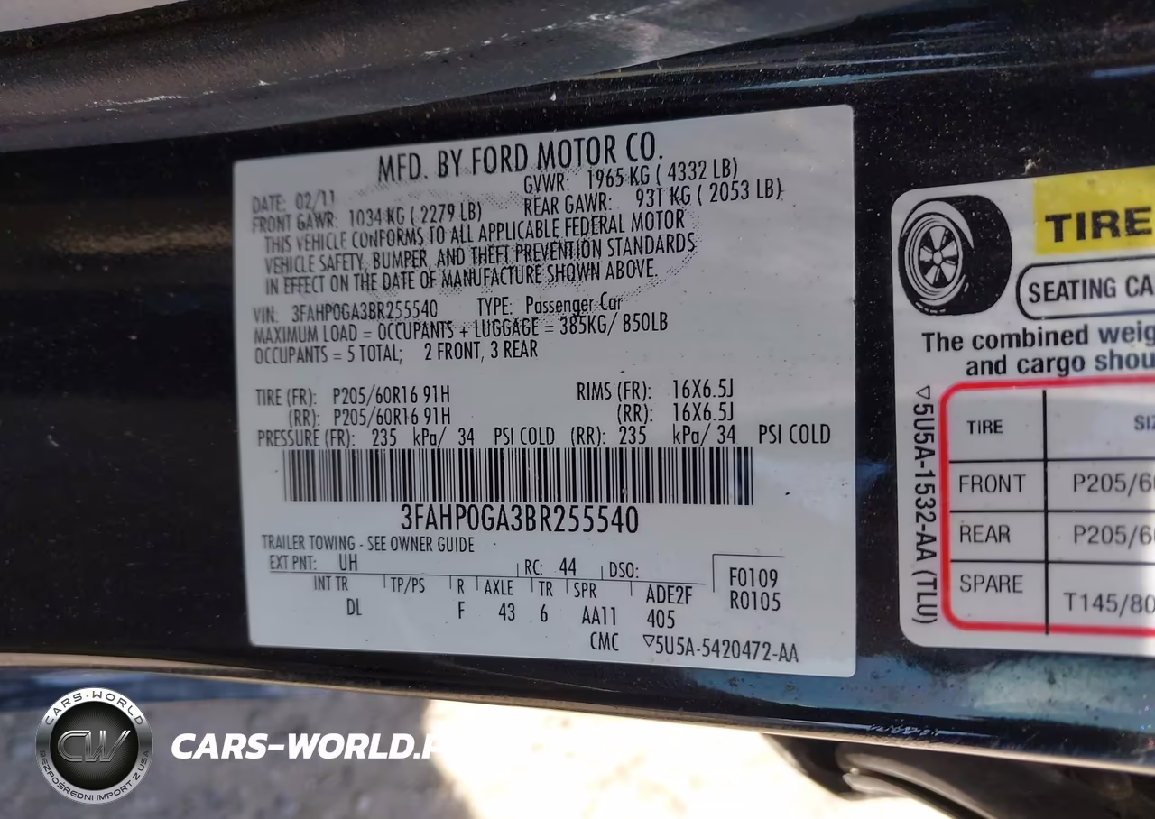 2011 Ford Fusion S VIN:3FAHP0GA3BR255540 - 9