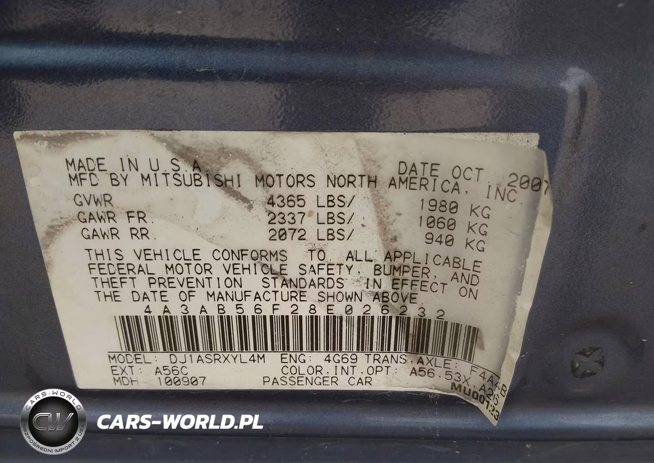 2008 Mitsubishi Galant Es VIN:4A3AB56F28E026232 - 9