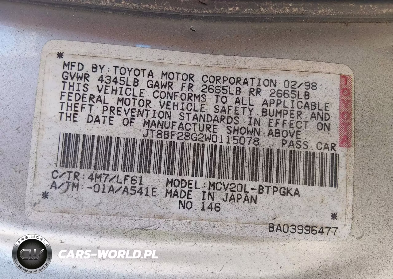 1998 Lexus Es 300 VIN:JT8BF28G2W0115078 - 9