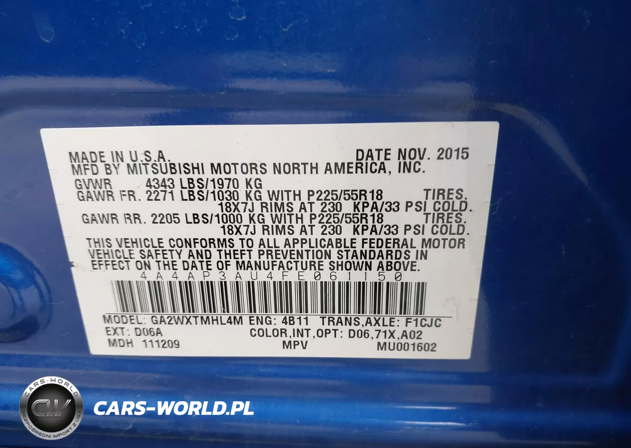 2015 Mitsubishi Outlander Sport Es VIN:4A4AP3AU4FE061150 - 9