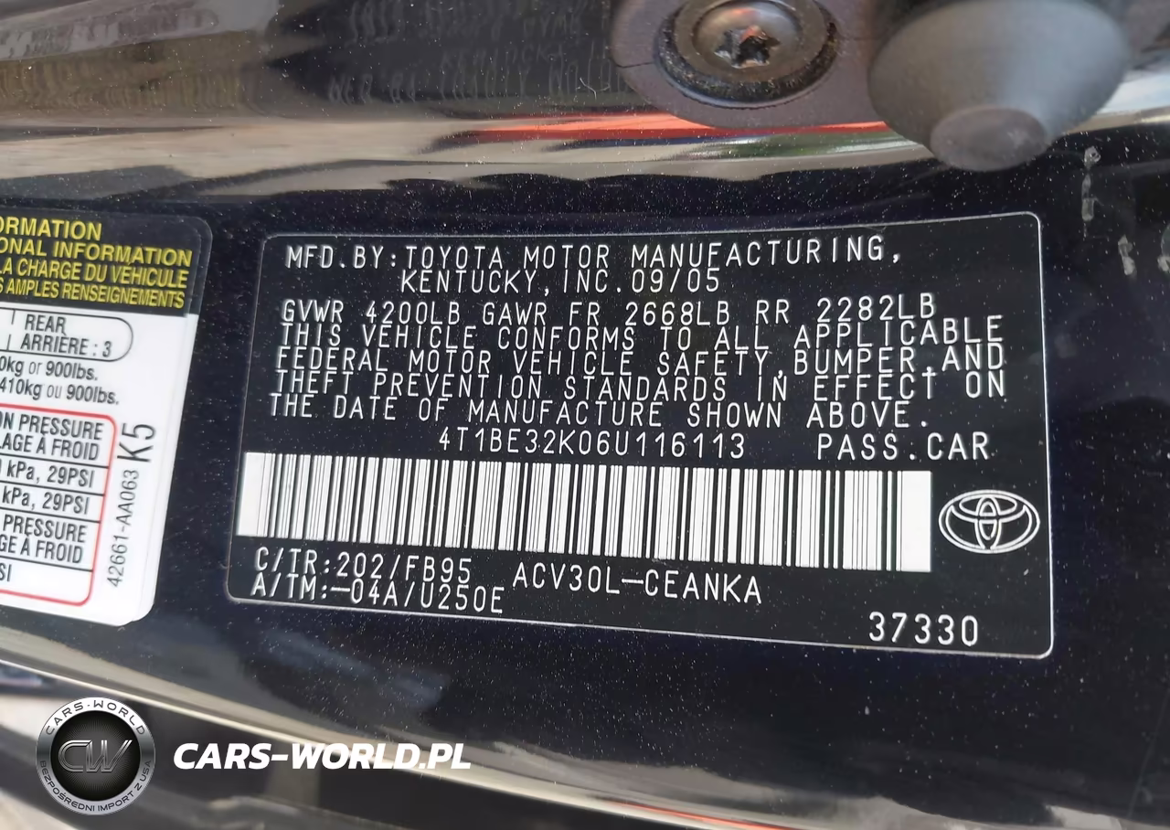 2006 Toyota Camry Std VIN:4T1BE32K06U116113 - 9