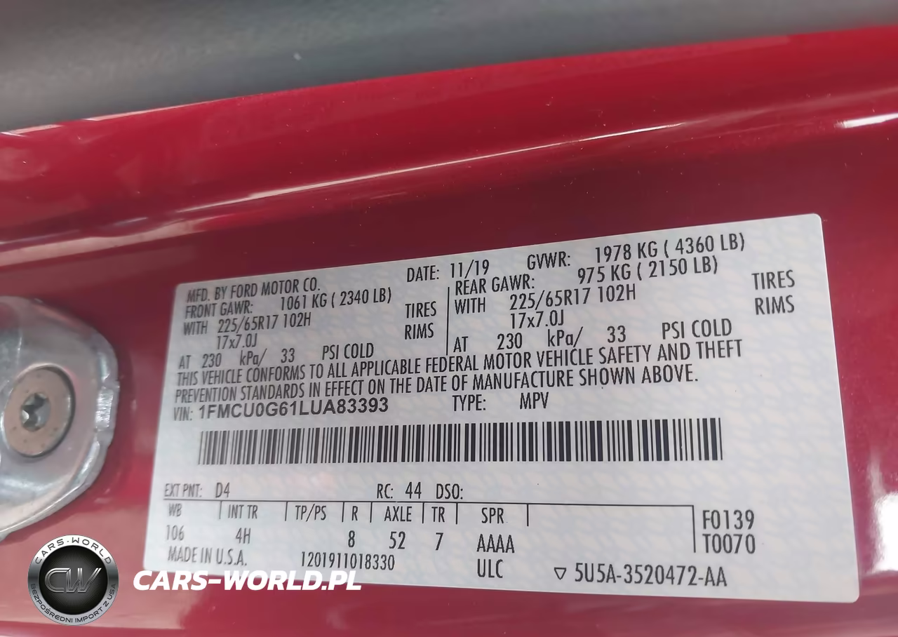 2020 Ford Escape Se VIN:1FMCU0G61LUA83393 - 9
