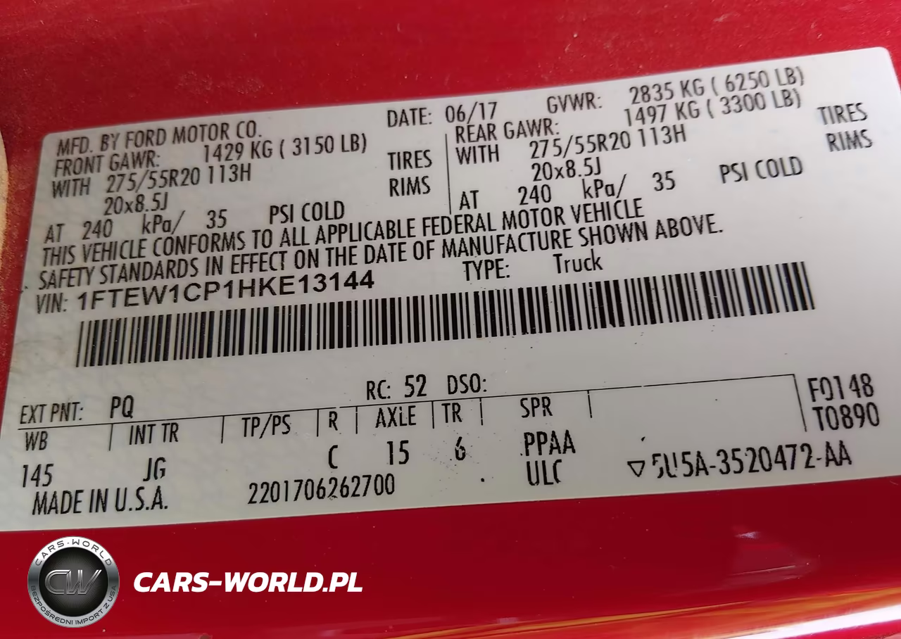 2017 Ford F-150 Xl VIN:1FTEW1CP1HKE13144 - 9