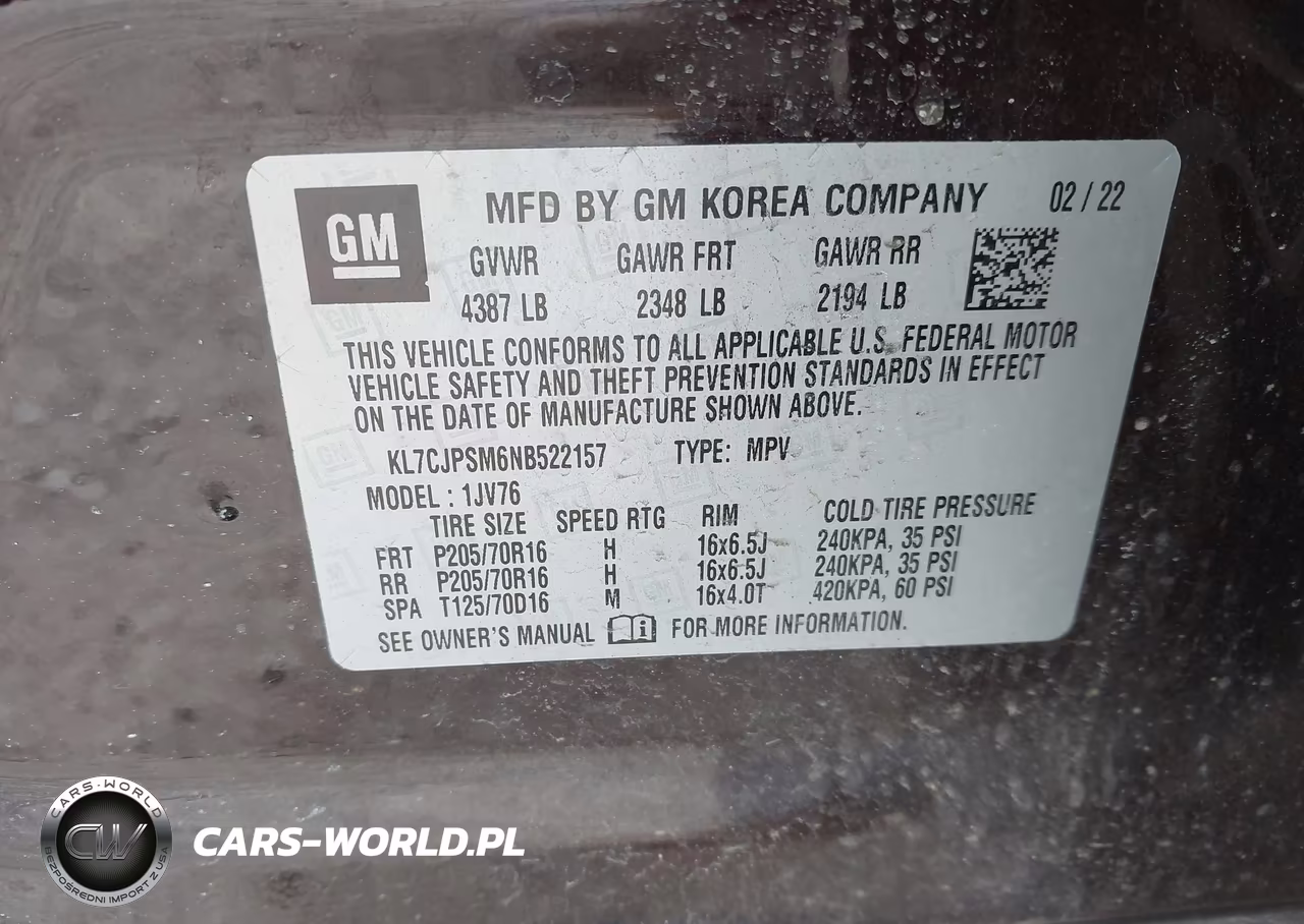2022 Chevrolet Trax Awd Lt VIN:KL7CJPSM6NB522157 - 9