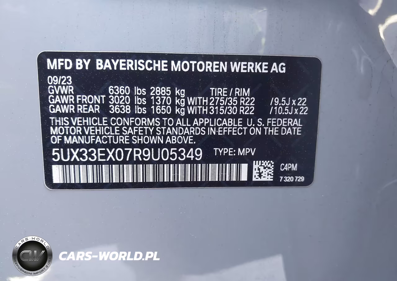 2024 BMW X6 xDrive40I VIN:5UX33EX07R9U05349 - 9