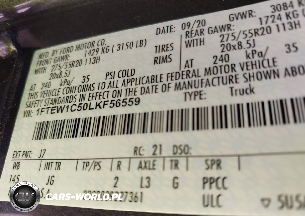 2020 Ford F-150 Xl VIN:1FTEW1C50LKF56559 - 9