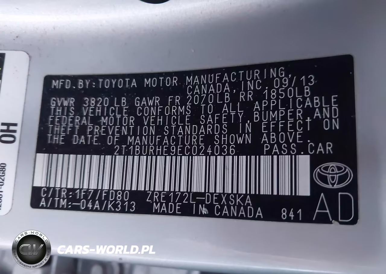 2014 Toyota Corolla S Plus VIN:2T1BURHE9EC024036 - 9