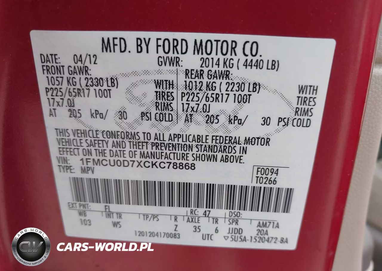2012 Ford Escape Xlt VIN:1FMCU0D7XCKC78868 - 9