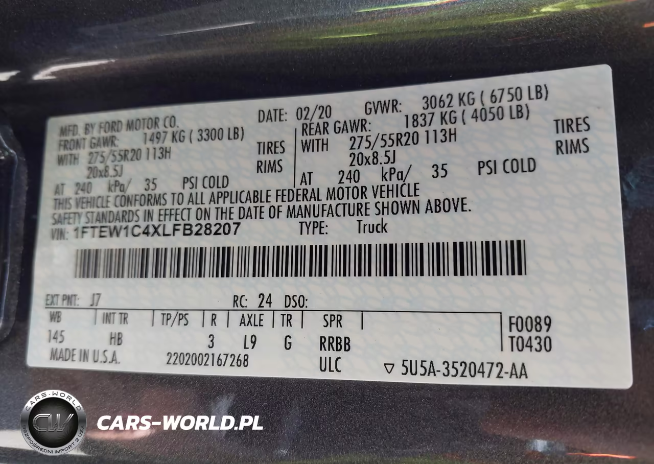 2020 Ford F-150 Lariat VIN:1FTEW1C4XLFB28207 - 9