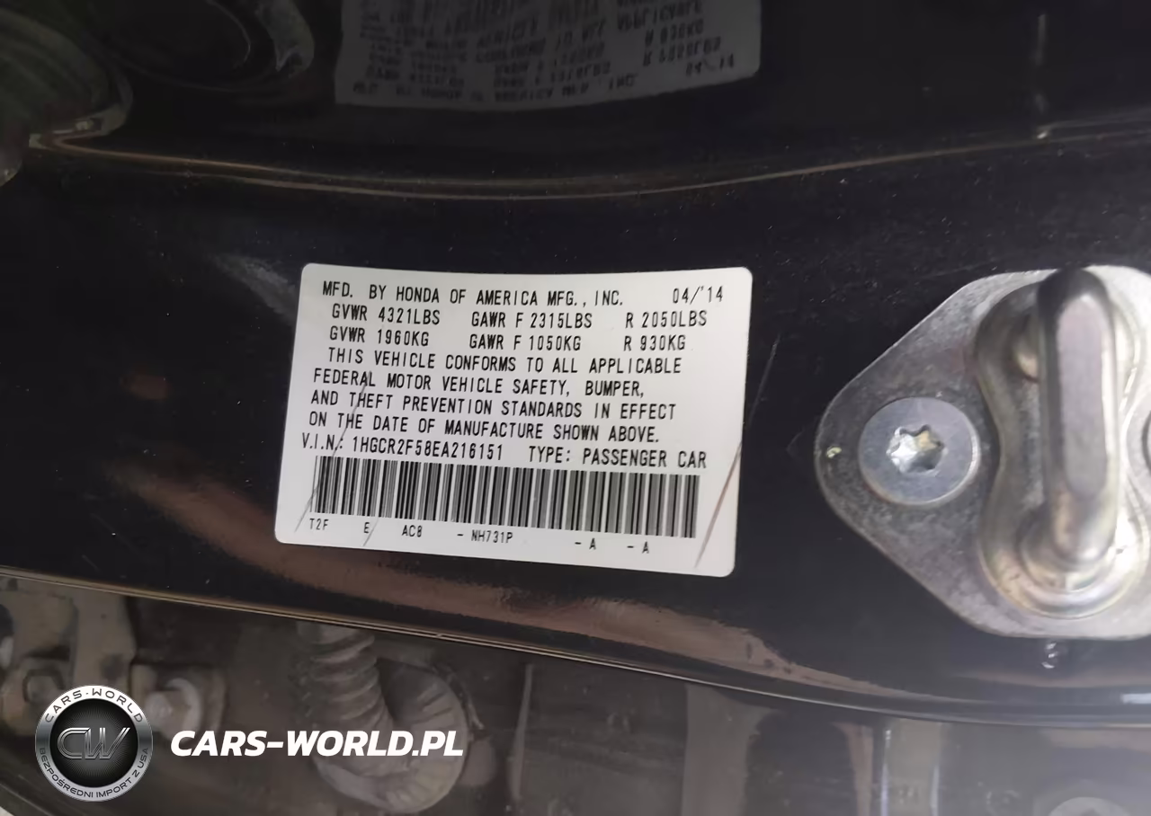 2014 Honda Accord Sport VIN:1HGCR2F58EA216151 - 9