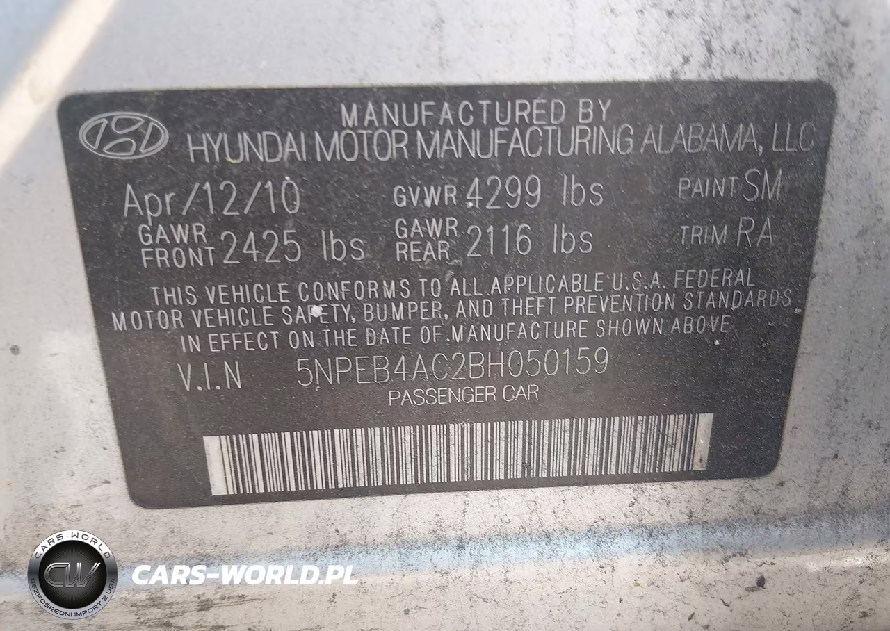 2011 Hyundai Sonata Gls VIN:5NPEB4AC2BH050159 - 9