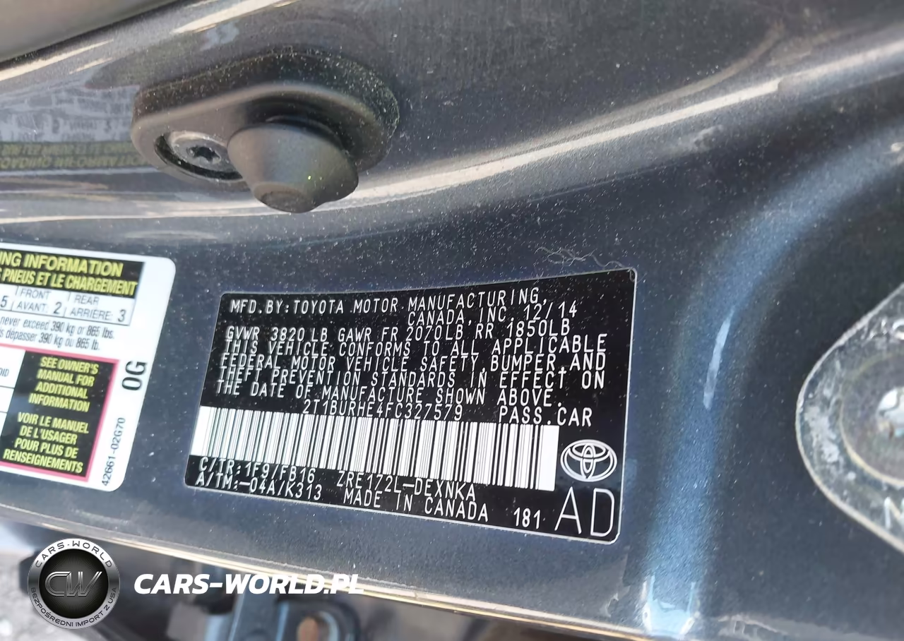 2015 Toyota Corolla Le VIN:2T1BURHE4FC327579 - 9