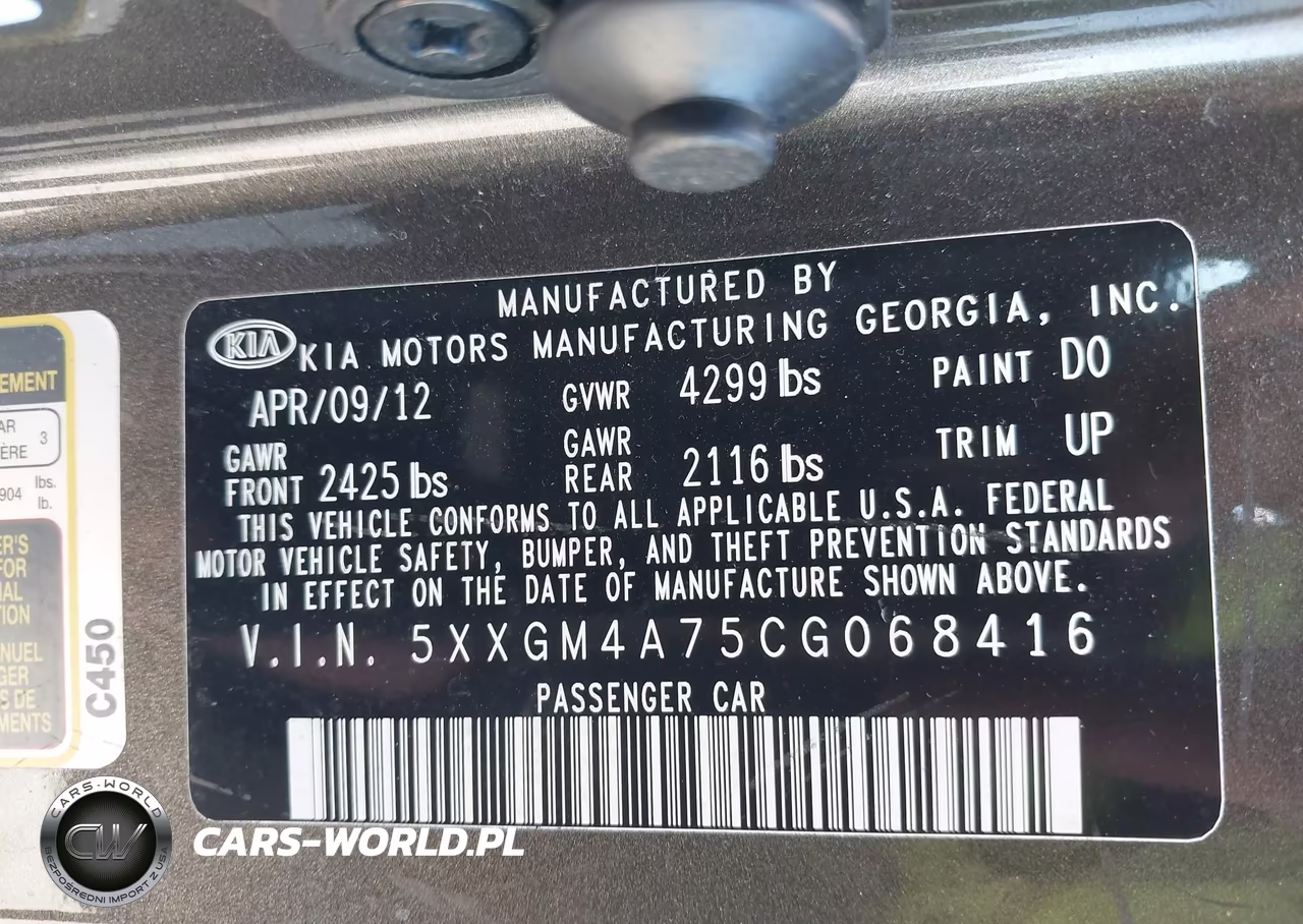 2012 Kia Optima Lx VIN:5XXGM4A75CG068416 - 9
