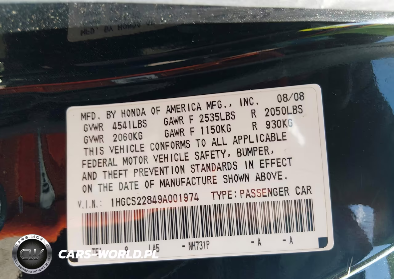 2009 Honda Accord 3.5 Ex-L VIN:1HGCS22849A001974 - 9