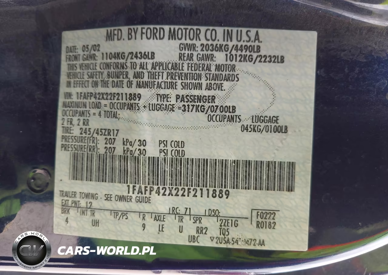 2002 Ford Mustang Gt VIN:1FAFP42X22F211889 - 9