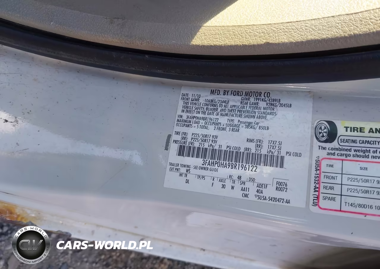 2011 Ford Fusion Se VIN:3FAHP0HA9BR196122 - 9