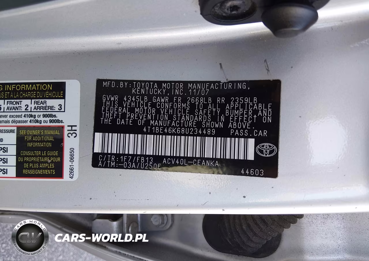 2008 Toyota Camry Le VIN:4T1BE46K68U234489 - 9