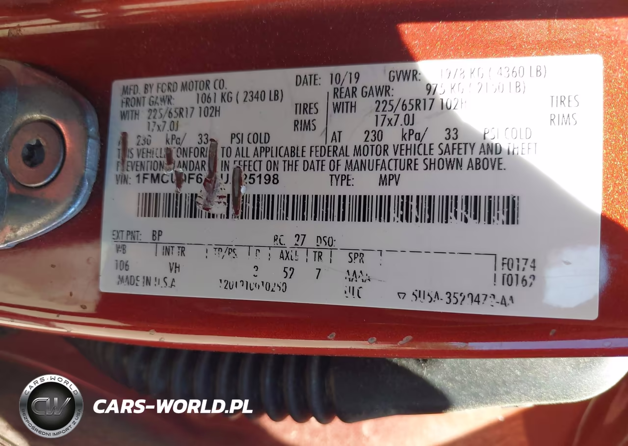 2020 Ford Escape S VIN:1FMCU0F68LUA25198 - 9