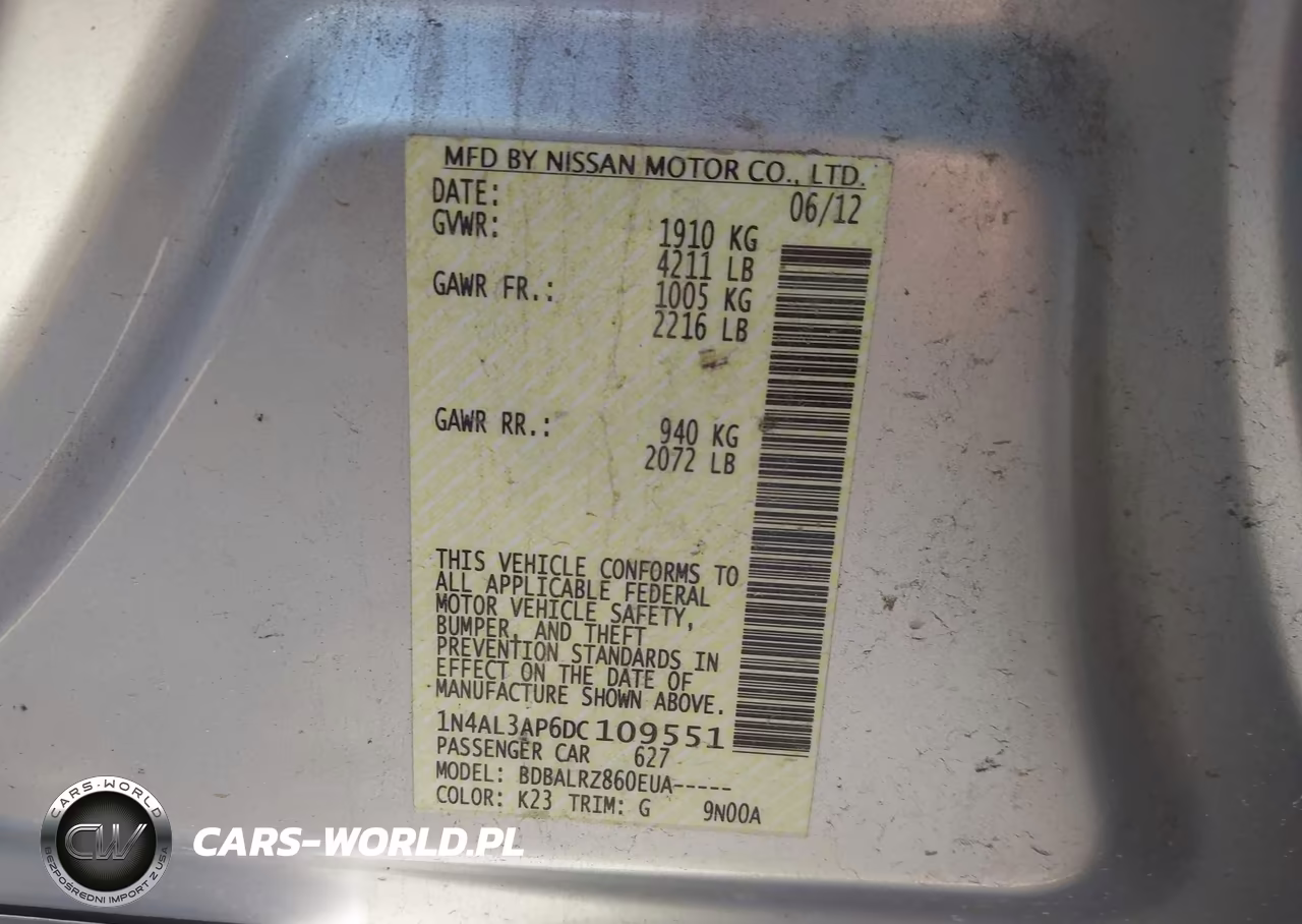 2013 Nissan Altima 2.5 S VIN:1N4AL3AP6DC109551 - 9