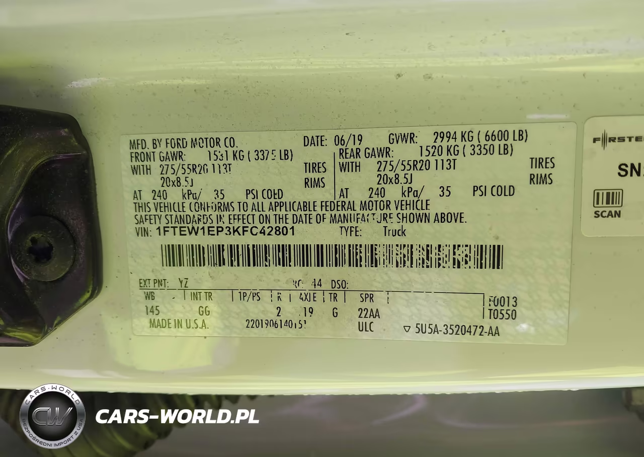 2019 Ford F-150 Xl VIN:1FTEW1EP3KFC42801 - 9
