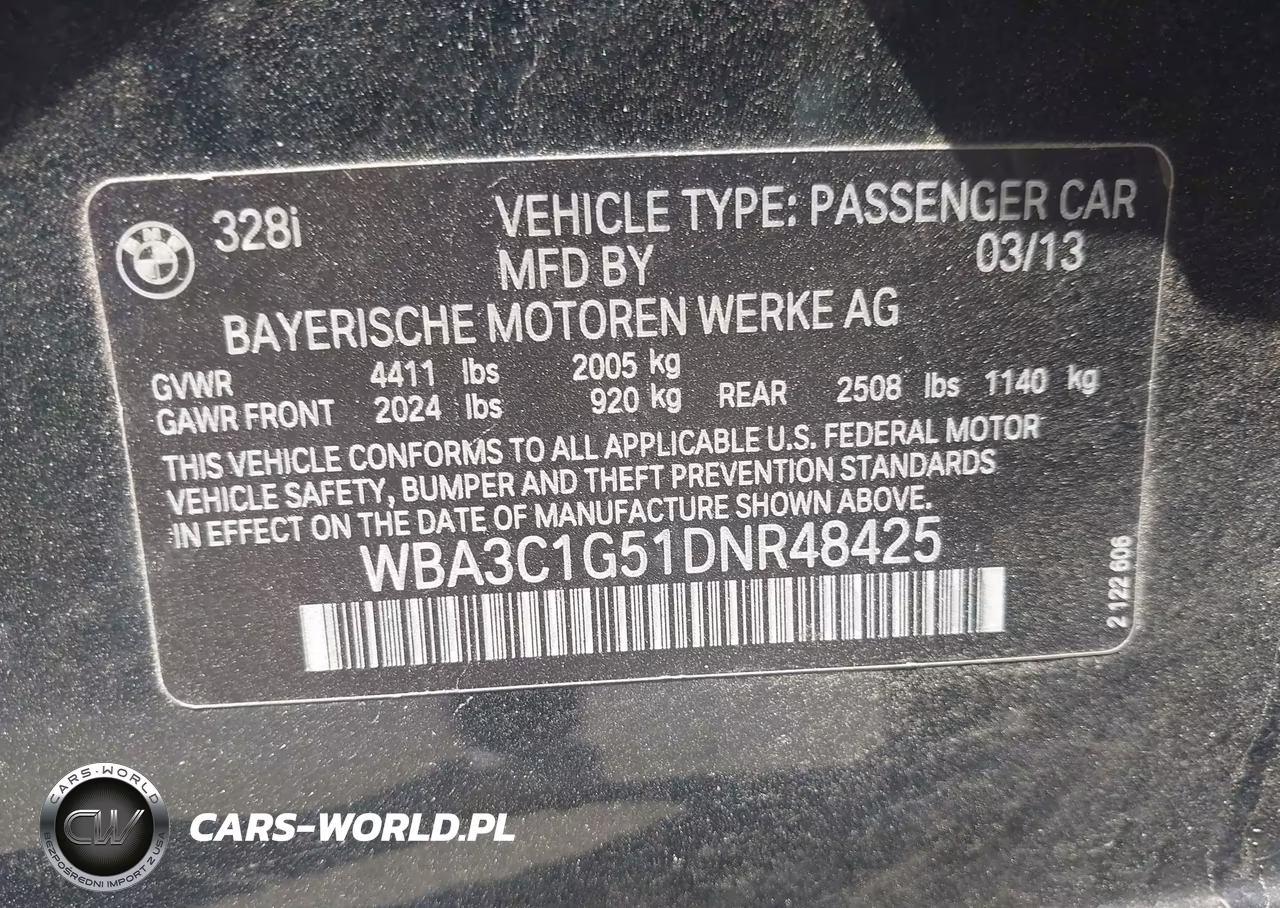 2013 BMW 328I VIN:WBA3C1G51DNR48425 - 9