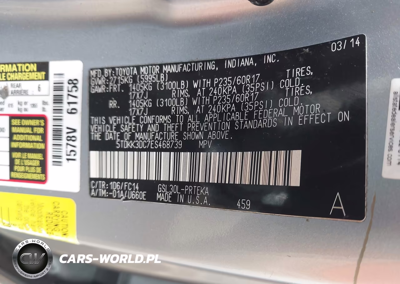 2014 Toyota Sienna Le V6 8 Passenger VIN:5TDKK3DC7ES468739 - 9