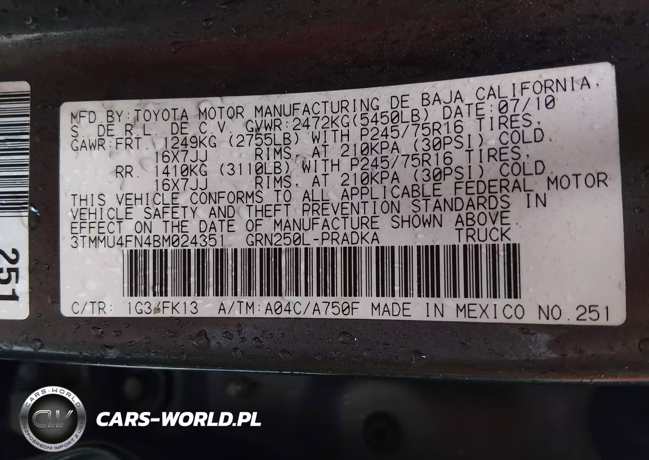 2011 Toyota Tacoma Base V6 VIN:3TMMU4FN4BM024351 - 9