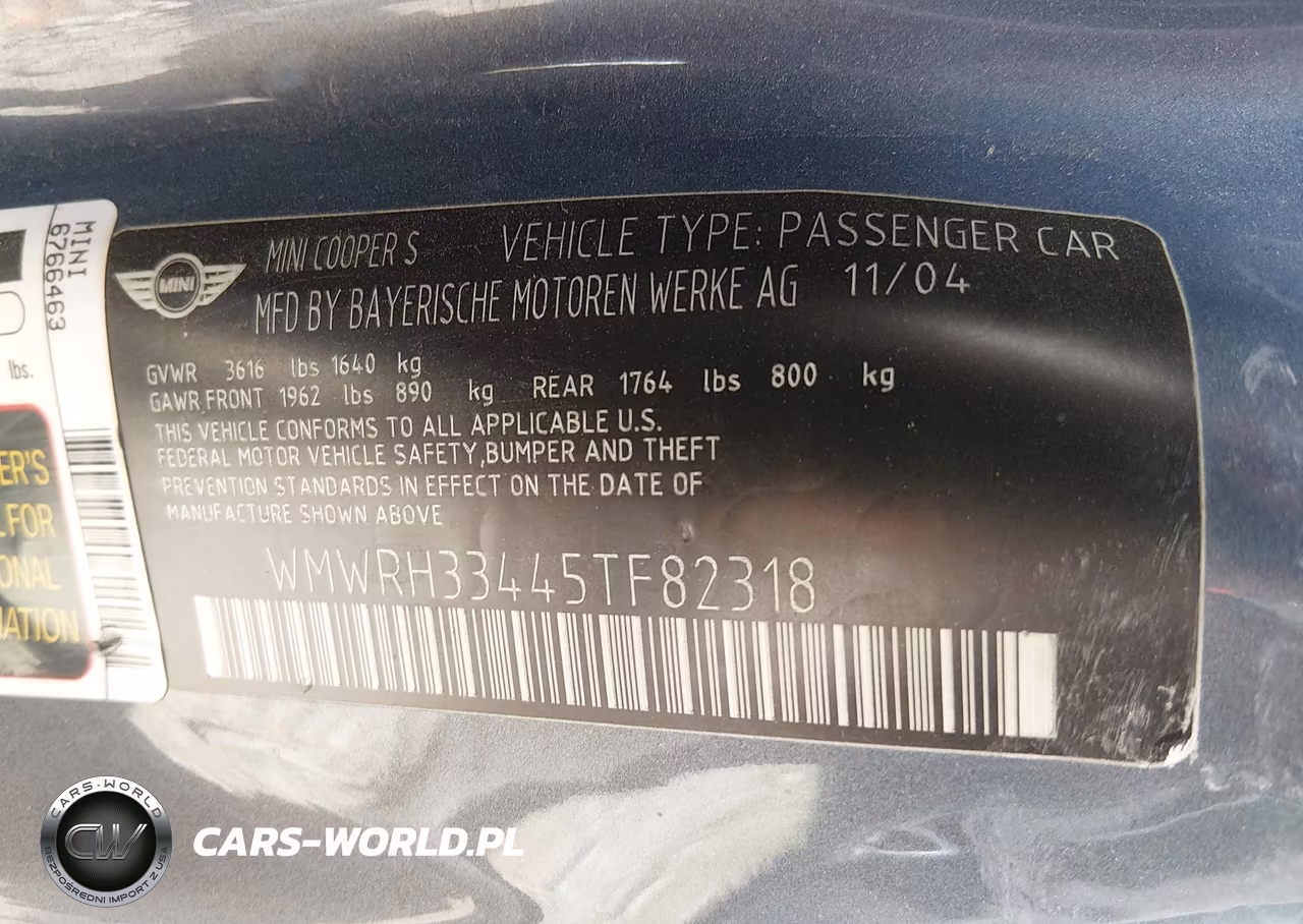 2005 Mini Cooper S VIN:WMWRH33445TF82318 - 9