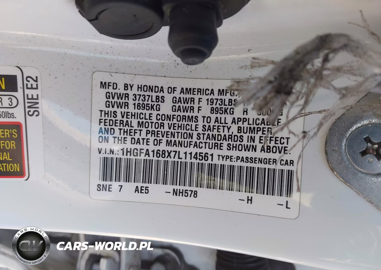 2007 Honda Civic Ex VIN:1HGFA168X7L114561 - 9