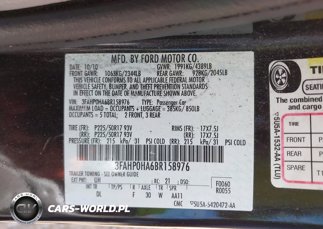 2011 Ford Fusion Se VIN:3FAHP0HA6BR158976 - 9