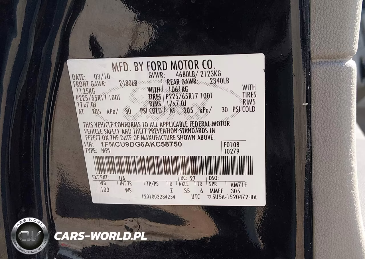 2010 Ford Escape Xlt VIN:1FMCU9DG6AKC58750 - 9